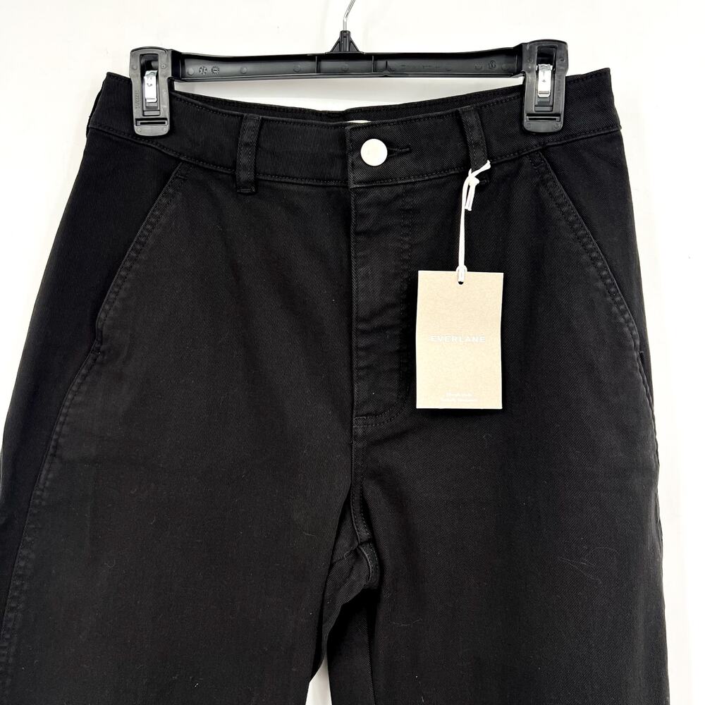 EVERLANE Women's The Utility Barrel Pants Size 10 TALL Black Cotton Twill NWT - Picture 7 of 14